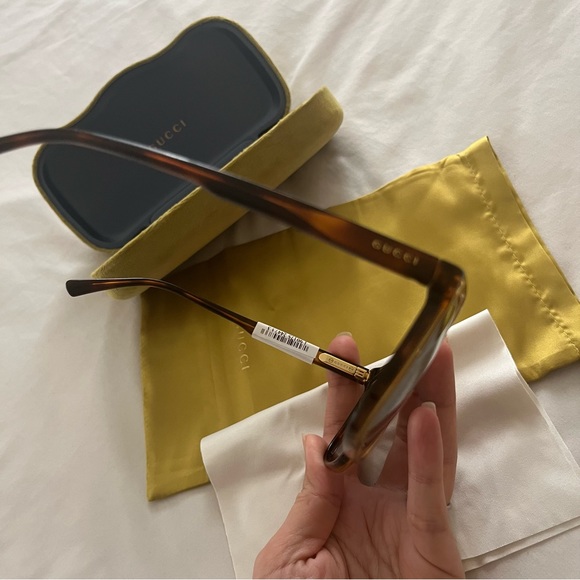 BNWT Gucci Square Large Sunglasses MSRP $435 Havana Brown 57mm - Picture 7 of 12